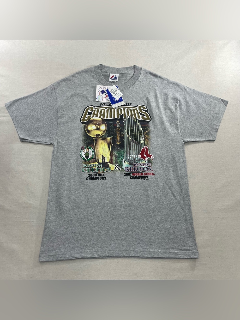 Majestic Boston City Of Champions Boston Celtics And Boston Red Sox Shirt NWT